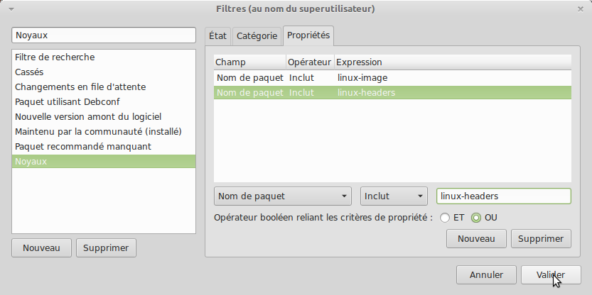 Définir les critères de filtrage